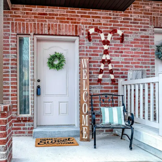 Bright Creations 2 Pack Giant Christmas Candy Cane Decorations, Outdoor Red and White Tinsel Decor for Xmas Holiday, Festive Giant Candy Cane for Christmas Celebration (50 In) {2}