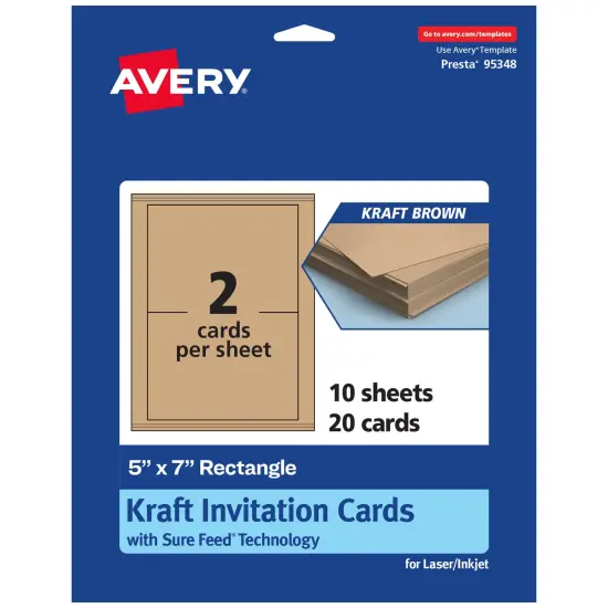 Avery Kraft Brown Invitation Cards, 5" x 7" Rectangle {7}