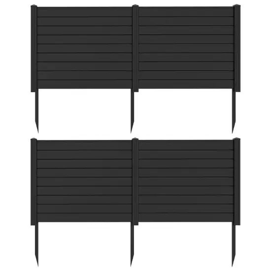 Costway 2 PCS 48"L x 37.5"H Air Conditioner Fence Screen Panel Kit with 3 Ground Stakes Black/White {1}