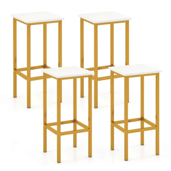 Costway 4 PCS 26"Bar Stool Set with Metal Frame Footrest Backless Counter Height Stool Brown {1}