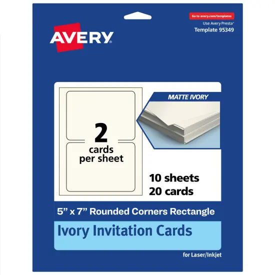 Avery Matte Ivory Invitation Cards, 5" x 7" Rectangle Rounded Corners {1}