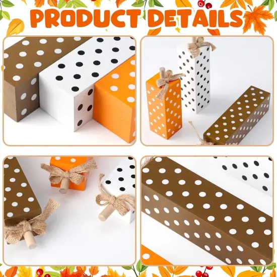 3 Pcs Fall Decorations for Home Fall Table Block Signs {4}