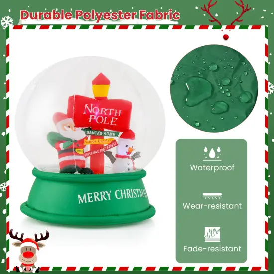 Costway 4 FT Christmas Inflatable Santa Snow Globe Light Up Crystal Ball with Snowman {5}