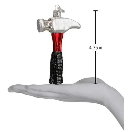 Old World Christmas 4.5 Inch Claw Hammer Christmas Tree Ornament , Ornament Tools Red {2}