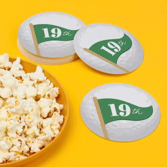 Big Dot of Happiness 25 Ct 19th Hole Golf Drink Coasters, 4-Inch Disposable Round Paper Coasters for Birthday Party, Table Decor for Bar Drinks {4}