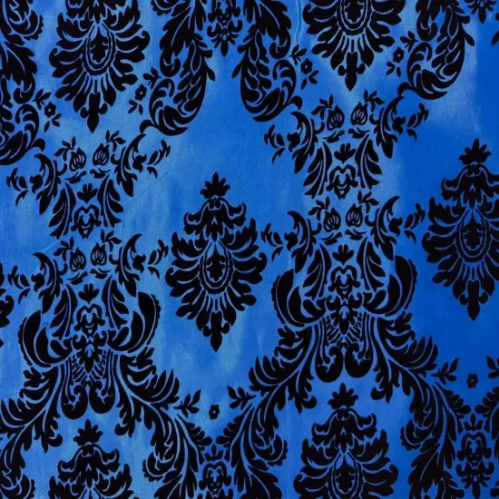 1 Yard Damask Flocked Taffeta Fabric For Drapery Costume Home Decor Crafts 60 Inch Width Black {7}