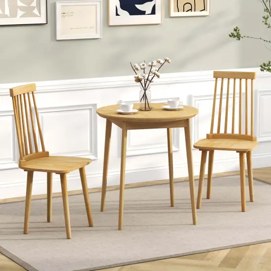 Costway Windsor Dining Chairs Set of 2/4 Dining Chairs with High Spindle Back Natural {2}