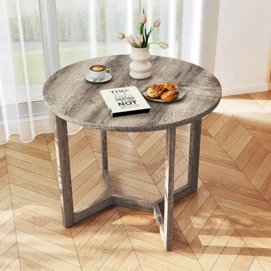 Costway 36 Inch Wood Dining Table for 2-4 People with Wing-shaped Pedestal Base Gray/Black {9}