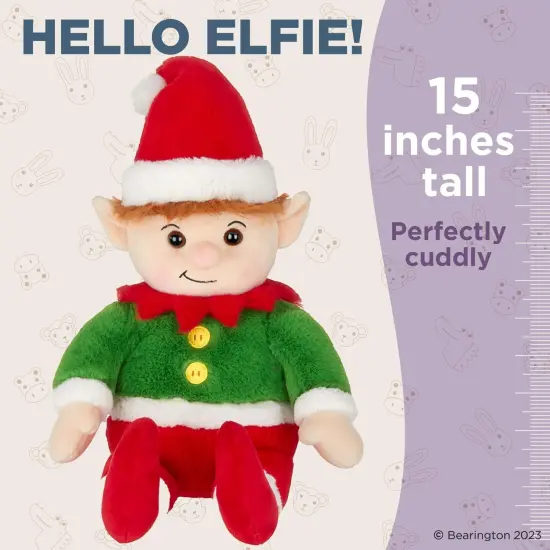 Bearington Elfie Christmas Plush, 15.63" Elf Stuffed Animal, For Ages 3-14 {4}