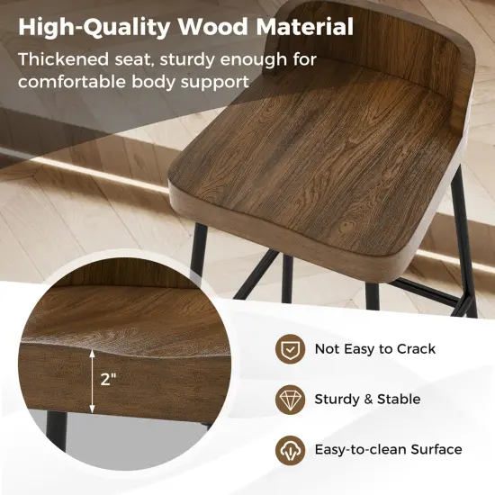 Costway Industrial Bar Stool 24.5" Saddle Seat Kitchen Dining Stool with Low Back {6}