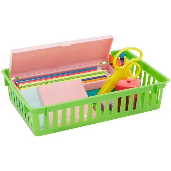 8 Pack Colorful Storage Bins for Classroom - Small Plastic Baskets for Organizing Shelves, Arts, Crafts, Desks, Toys (4 Colors, 10.3x6.5x2.3 in) {6}