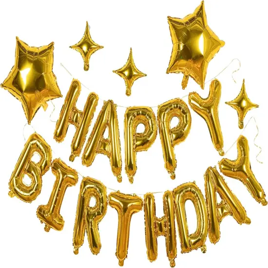 3D Gold 23pcs Birthday Balloons {1}