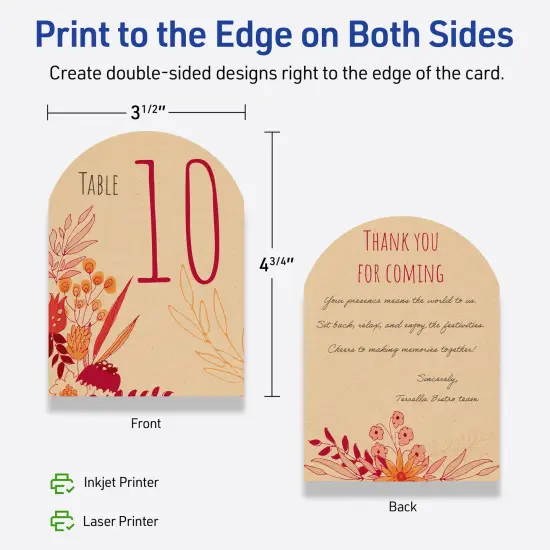 Avery Printable Arched Flat Cards, Sure Feed Technology, 4-3/4" x 3-1/2", Matte Kraft Brown Cardstock, Print-to-The-Edge, Laser/Inkjet Printable, 40 Total {12}