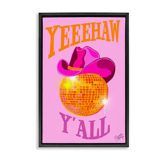 Stupell Industries Yeehaw Y'all Disco Cowboy Framed Floater Canvas Wall Art Design by Elizabeth Medley {7}