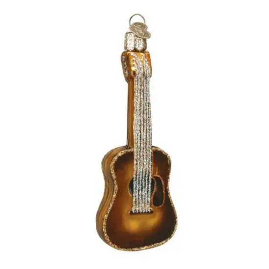Old World Christmas 4.75 In Guitar Christmas Tree Ornament , Ornament Instrument Country Brown {1}
