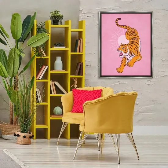 Stupell Industries Preppy Roaring Tiger Framed Floater Canvas Wall Art Design by Nataly White {2}