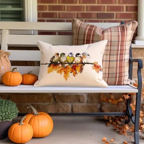 Thanksgiving Decor Maple Leaf Decorative Lumbar Throw Pillow Cases Farmhouse {4}