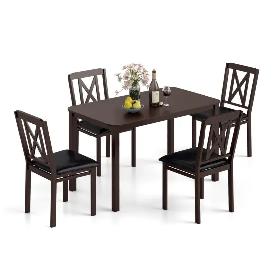 Costway 5 Piece Dining Table Set for 4 Rectangular Kitchen Table & 4 Chairs Dinette Set {1}
