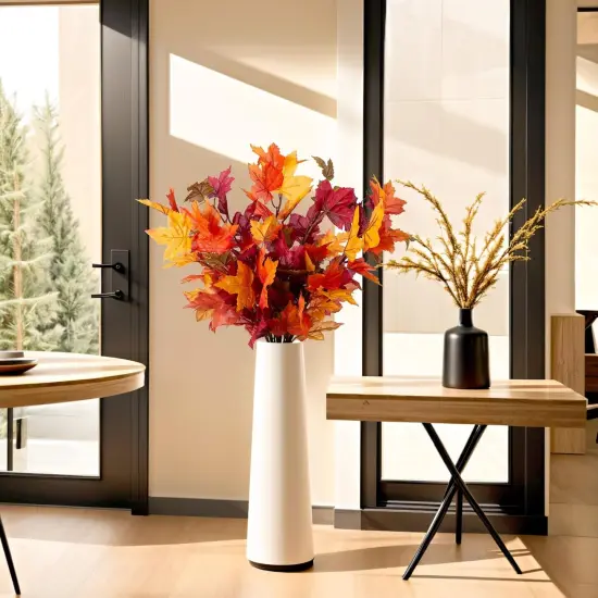 6 Pcs Artificial Maple Leaves Stems {4}