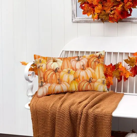 Thanksgiving Pumpkin Throw Pillow Covers 12x20 Inch {6}