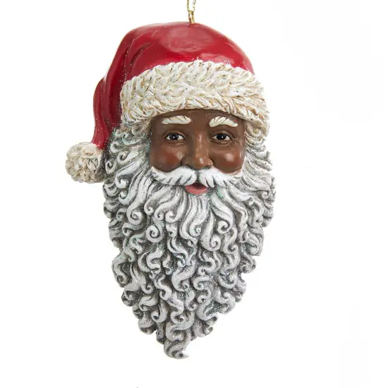 4.5" African American Santa Head Ornament – Festive Christmas Decoration {1}