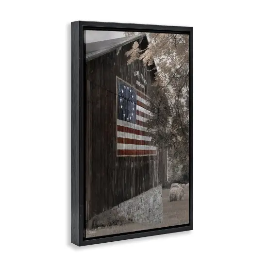 Stupell Industries Colonial Flag on Barn Floater Framed Canvas Wall Art Design by Lori Deiter {3}