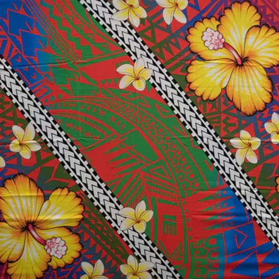 72" L x 45" W Hibiscus Assortment Polyester Sarong Fabric Style Three {3}