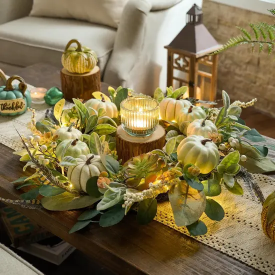 Fall Wreath with Light - Eucalyptus Autumn Wreath {2}