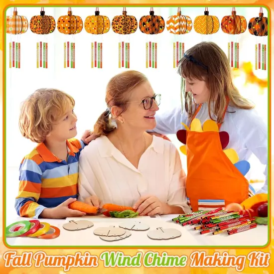 128 Pcs Fall Crafts Pumpkin Wind Chime Making Kit Make Your Own Pumpkin {2}