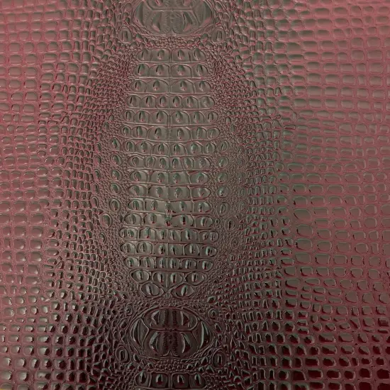 1 Yard 3D Embossed Gator Vinyl Fabric Faux Alligator Upholstery Craft Material Durable 56" Width Dark Wine Red {1}