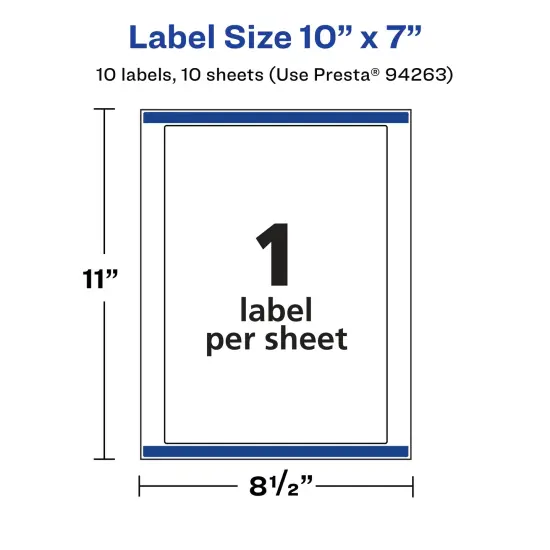 Avery Glossy Clear Rectangle Labels with Sure Feed, 10" x 7" {5}