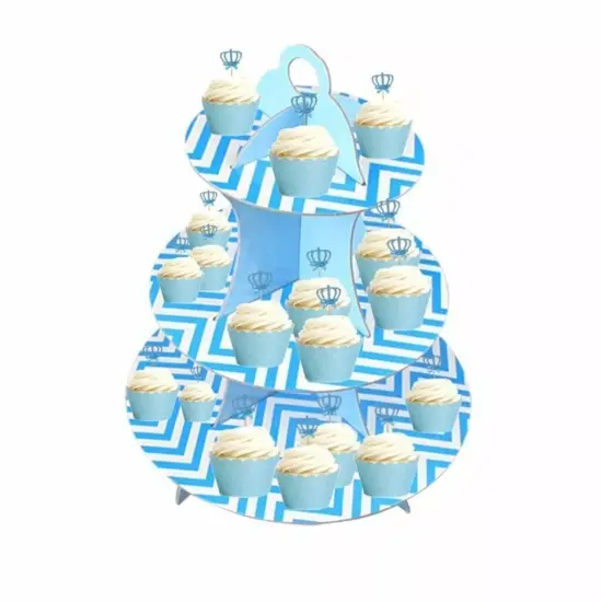 Welcome Baby Cake Toppers Blue Paper Flower Cupcake & Party D&eacute;cor {6}