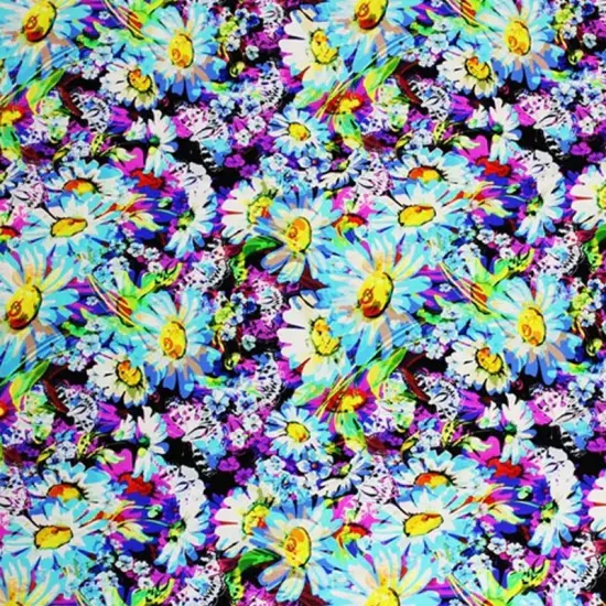 Butterflies Daisies Printed Spandex {1}