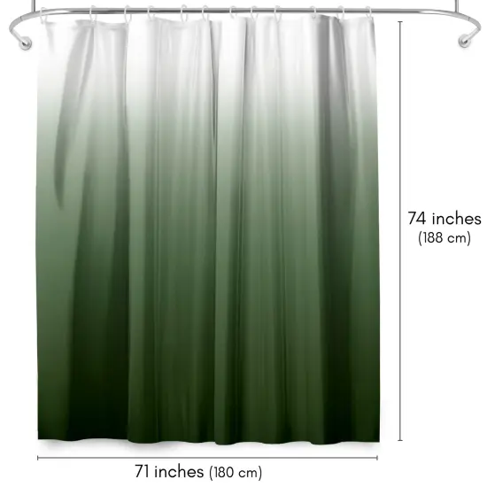 Americanflat 71x74 Ombre Green Shower Curtain - Water Resistant - Polyester Fabric {2}
