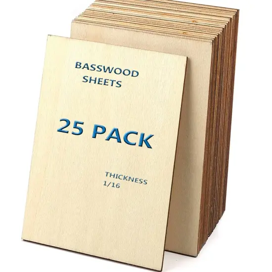 25 Pieces Basswood Sheets 1/16,Thin Plywood Wood Sheets for Crafts,Perfect for DIY Projects, Painting, Drawing, Laser, Wood Engraving, Wood Burning and CNC Cutting(150x100x1.5mm) {2}