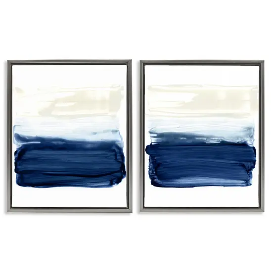 Stupell Industries Coastal Brushstrokes Abstract Beach Framed Floater Canvas Wall Art Gray Floater Frame {1}