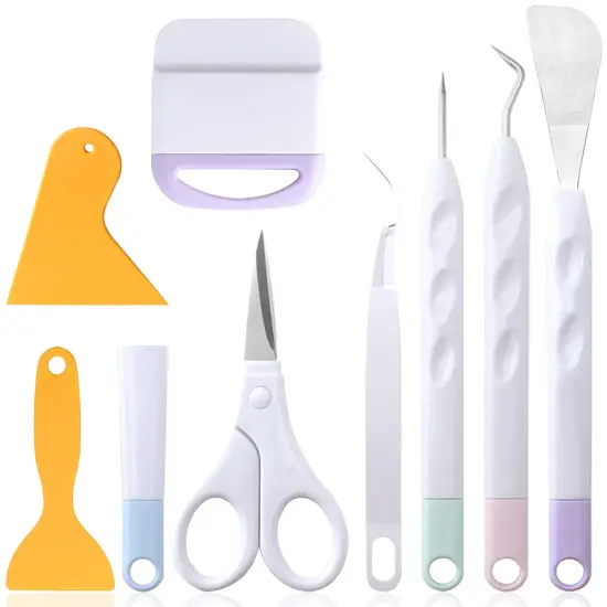 8 Pieces Weeding Tools for Vinyl, FineGood Weeding Tool Set Basic Craft Removal Kits Scissors Scraper Spatula Tweezers for Die Cut Cardstock Scrapbooking {2}