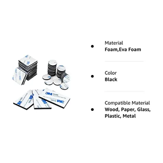 60 Pieces Double Sided Foam Tape Strong Pad Mounting,Black Self-Adhesive Tape Include Square Round and Rectangular {3}