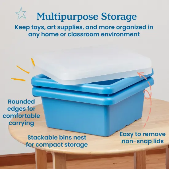 Square Bin with Lid, Storage Containers, 2-Pack French Blue {4}