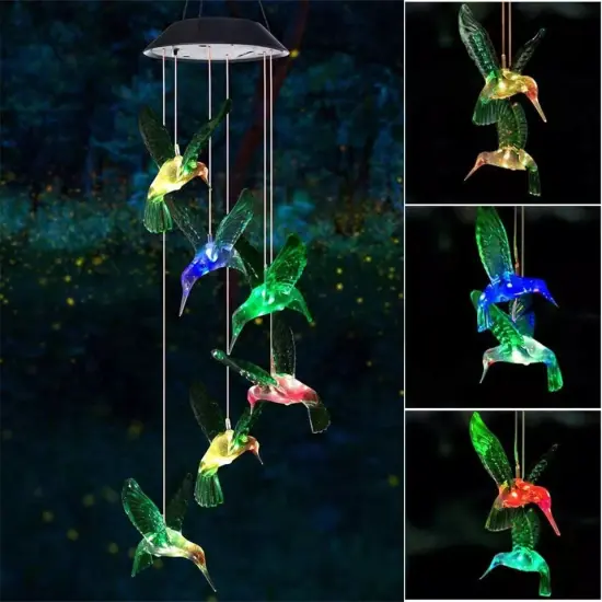 colorful Hummingbird Solar Gift Light Color Changing LED Garden Hanging Light {3}