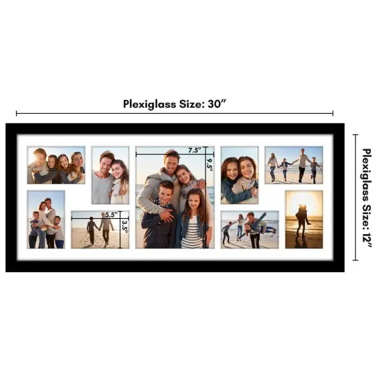 Americanflat 12x30 Collage Picture Frame - Fits One 8x10 Photo and Eight 4x6 Photos or One 12x30 Photo {8}