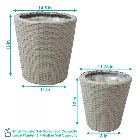 Polyrattan Indoor Round Planter - Gray - 14.5 in, 11.75 in {2}