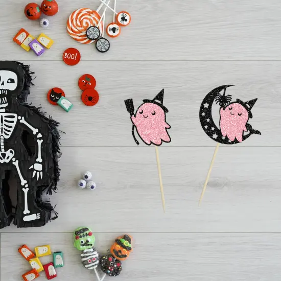 24 Pieces Pink Halloween Cupcake Toppers Pink Ghost Little Boo Cake Toppers Decorations for Pink Girl Halloween Birthday Baby Shower Party Supplies {6}