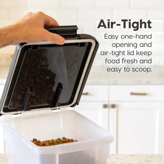 IRIS USA 10 Lbs / 12.75 Qt Airtight Dog Food Storage Container, Clear/Black {3}