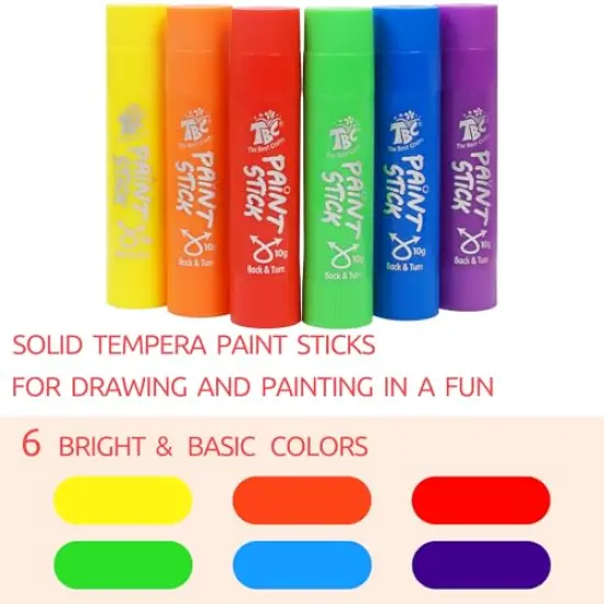 Paint Sticks, 6 Classic Colors, Washable, Non- Toxic, Tempera Paint Sticks for Kids and Student {1}