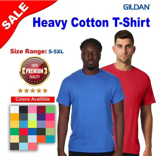 Gildan&reg; Heavy Cotton Short Sleeve T Shirt, Classic Crewneck Casual Tee for Everyday Wear Black {2}