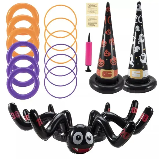 Halloween Ring Toss Game Inflatable Spiders Witch Hat Kids {3}