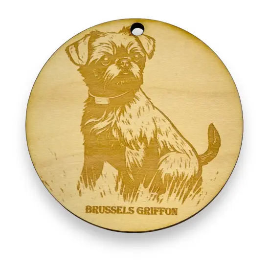 Ornament - Brussels Griffon Dog Raw Wood {1}