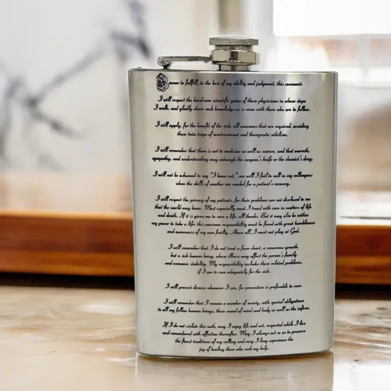 8oz Hippocratic Oath Stainless Steel Flask {4}