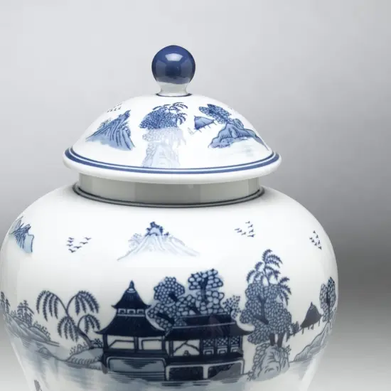 AA Importing 59739 Blue And White Ginger Jar With Lid {4}
